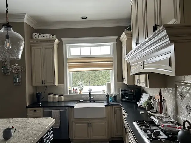 An image of a living room with several types of lighting highlighted in the photo